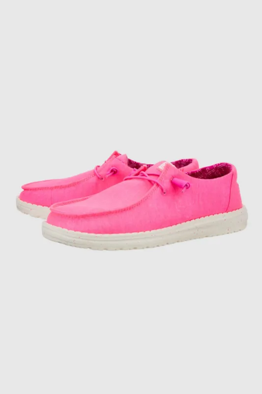 HEYDUDE Women’s Wendy Canvas Shoes in Neon Pink | 40902-676 sold by Glik’s