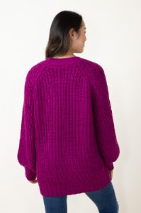 Comfy Textured Knit Sweater Cardigan for Women in Berry Purple | 12W2768N-BERRY sold by Glik’s