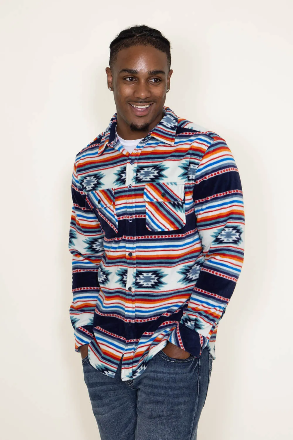 Aztec Polar Fleece Shacket for Men in Navy | FJ31-MP1421-NAVY sold by Glik’s product image thumbnail 4