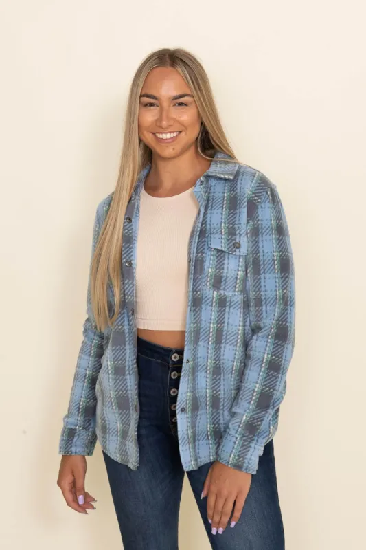 O’Neill Clothing Zuma Superfleece Shacket for Women in Blue | FA2404004-CTB sold by Glik’s