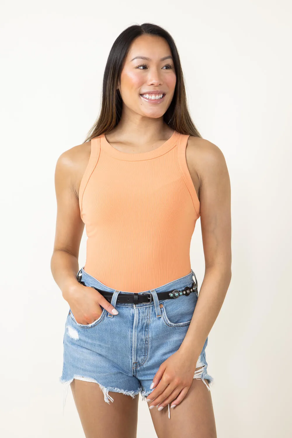 Fitted Ribbed Tank Top for Women in Orange | H14852-ORG sold by Glik’s