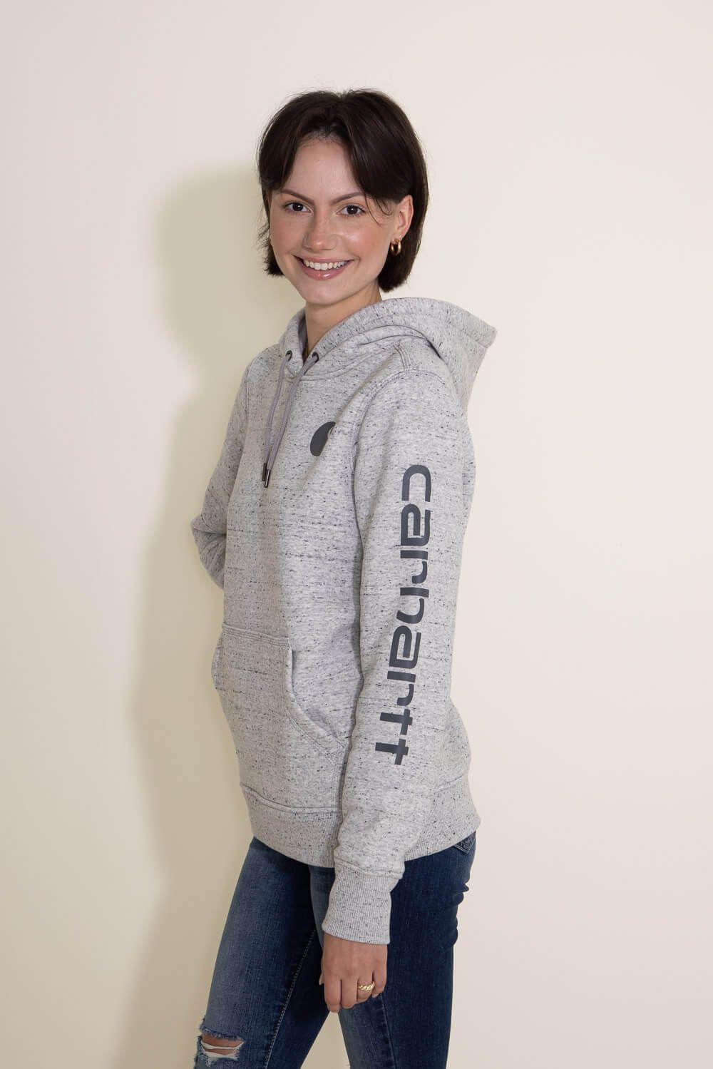 Carhartt Logo Sleeve Hoodie for Women in Grey | 102791-E07 sold by Glik’s product image thumbnail 4
