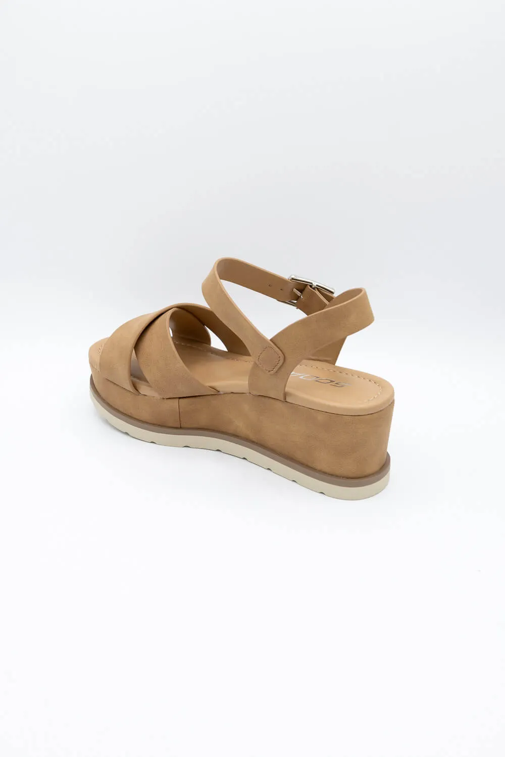 Soda Clever Criss Cross Platform Sandals for Women in Tan | CLEVER-S LT TAN sold by Glik’s product image thumbnail 3
