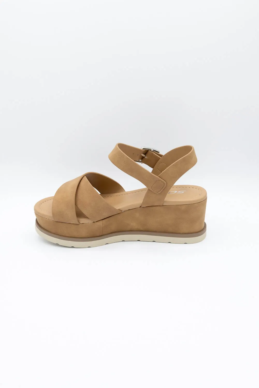 Soda Clever Criss Cross Platform Sandals for Women in Tan | CLEVER-S LT TAN sold by Glik’s product image thumbnail 4