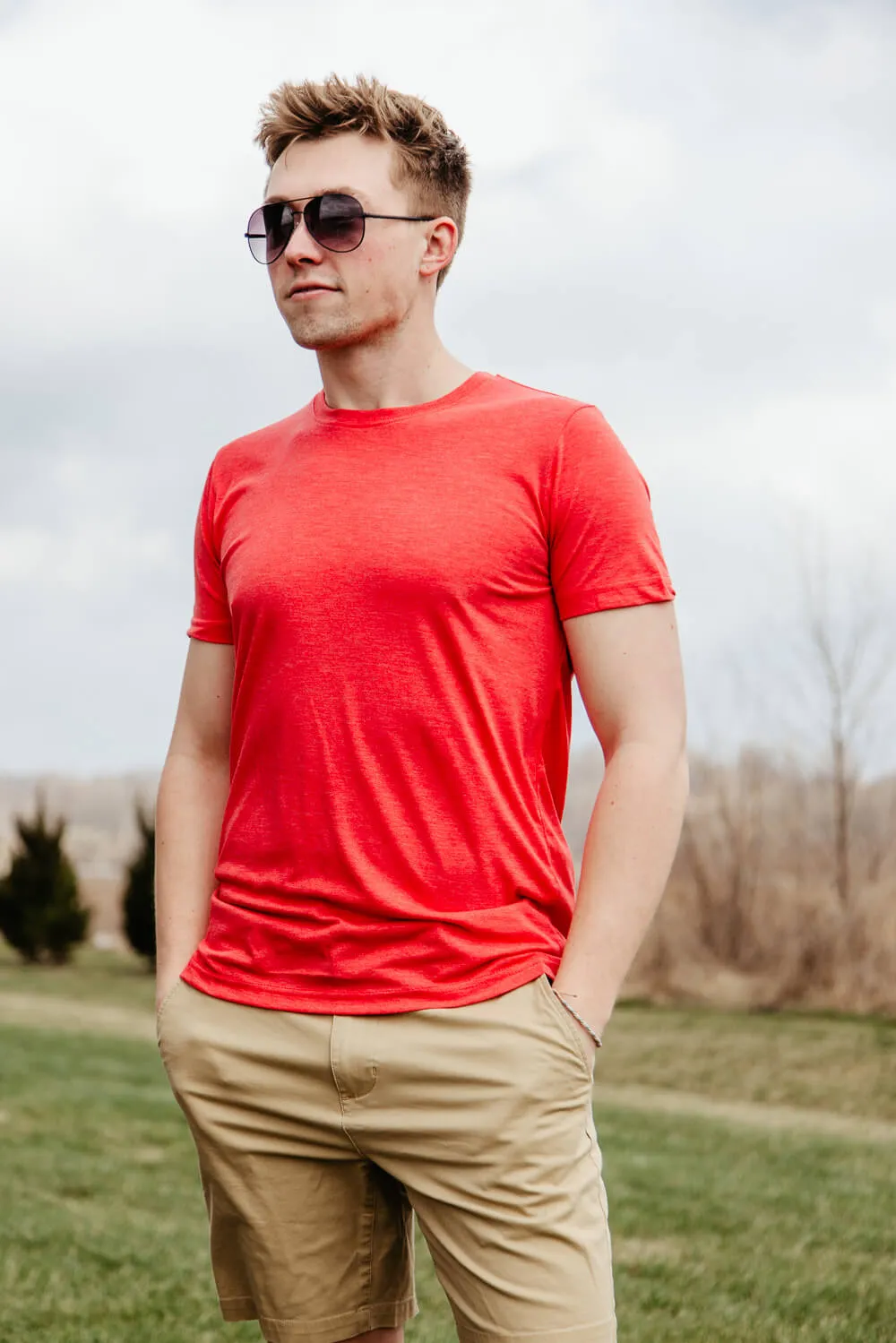 Basic Crewneck T-Shirt for Men in Red | 3750-RED sold by Glik’s