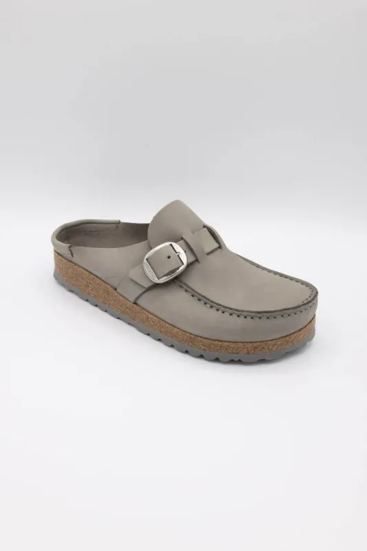 Birkenstock Buckley Nubuck Leather Mules for Women in Dove Grey | 1023649 sold by Glik’s