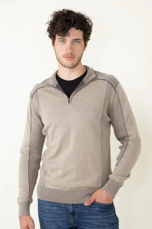 1897 Original 1/4 Zip Mock Neck Sweater for Men in Oatmeal | 1973GL-F24-OATMEAL sold by Glik’s