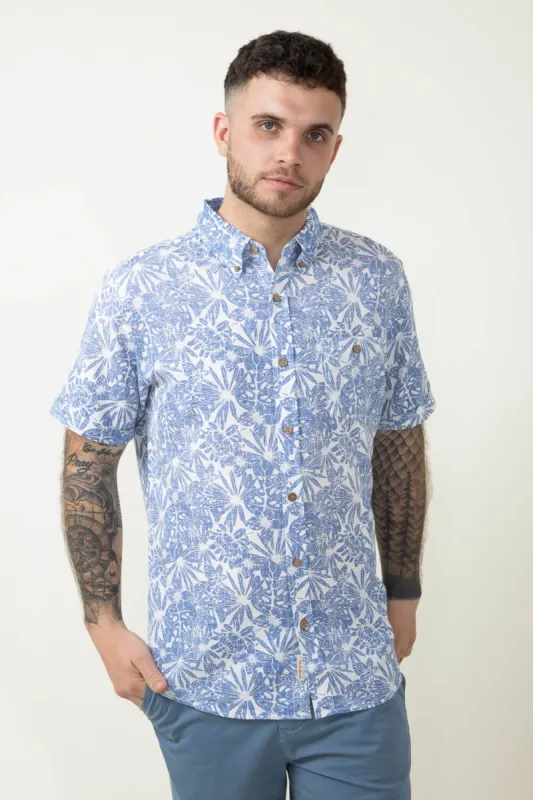 Weatherproof Vintage Linen Pattern Button Down Shirt for Men in Blue | S2484299GK-STRONGBLU sold by Glik’s