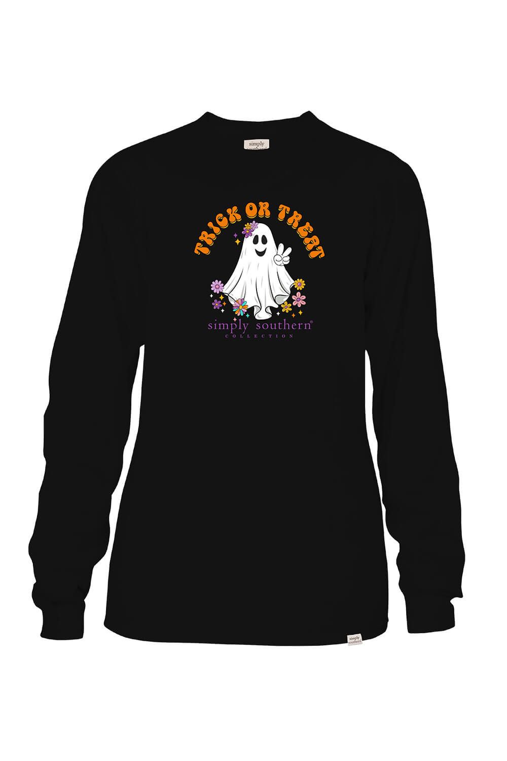 Simply Southern Long Sleeve Boo Crew T-Shirt for Women in Black | LS-TRICKTREAT-BLACK sold by Glik’s product image thumbnail 2