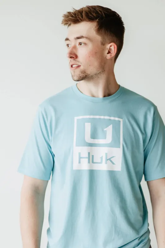 Huk Fishing Huk Stacked Logo T-Shirt for Men in Blue | H1000427-372-MARINEBLUE sold by Glik’s