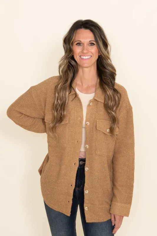 Thread & Supply Harlow Shacket for Women in Brown | J1112PSKTS-CAMEL sold by Glik’s