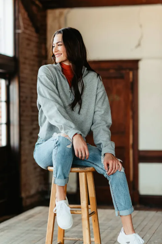 Quarter Zip Fleece Pullover for Women in Heather Grey | DZ24C311-HEATHERGREY sold by Glik’s