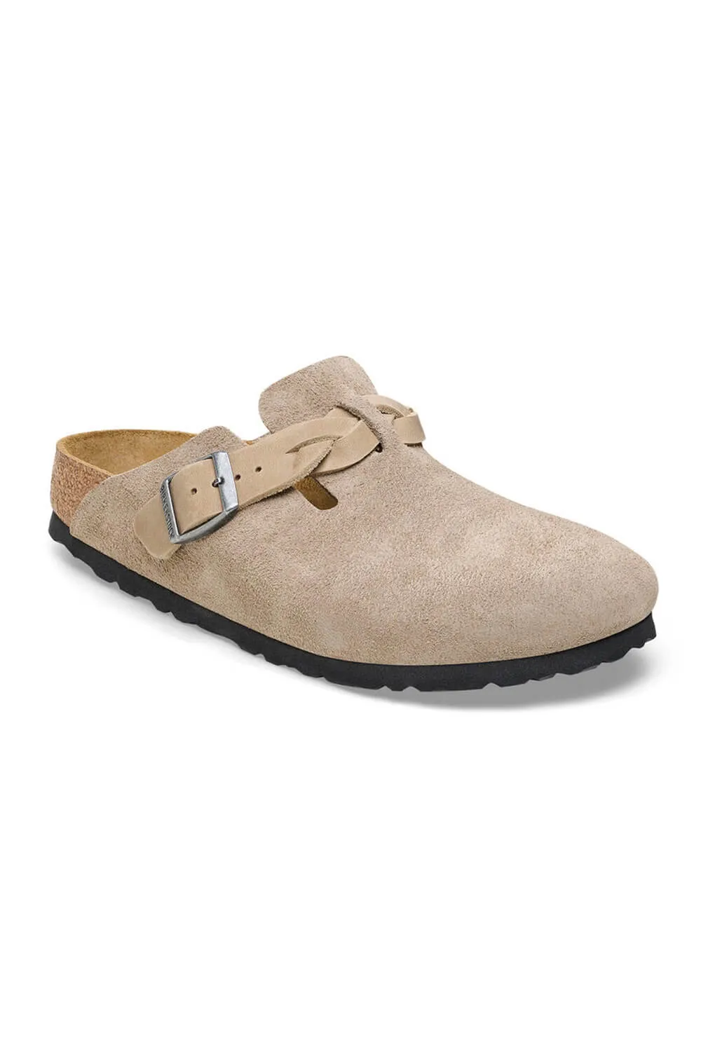 Birkenstock Boston Braided Suede Leather Clogs for Women in Taupe | 1026694 sold by Glik’s