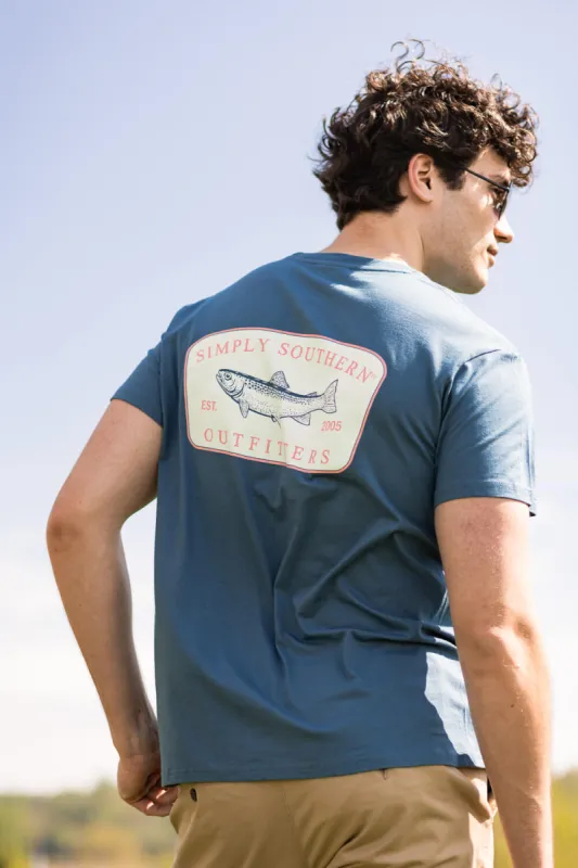 Simply Southern Fish Logo T-Shirt for Men in Blue | MN-SS-FISHLOGO-COMET-S sold by Glik’s