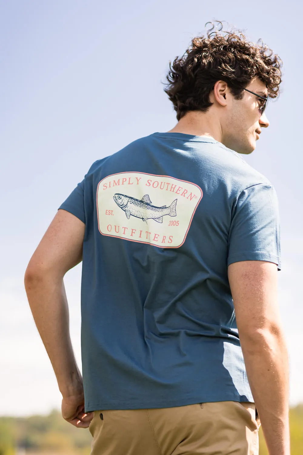 Simply Southern Fish Logo T-Shirt for Men in Blue | MN-SS-FISHLOGO-COMET-S sold by Glik’s