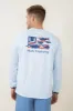 Huk Fishing Pursuit Trophy Flag Long-Sleeve T-Shirt for Men in Blue | H1200602-476-ICEWATER sold by Glik’s