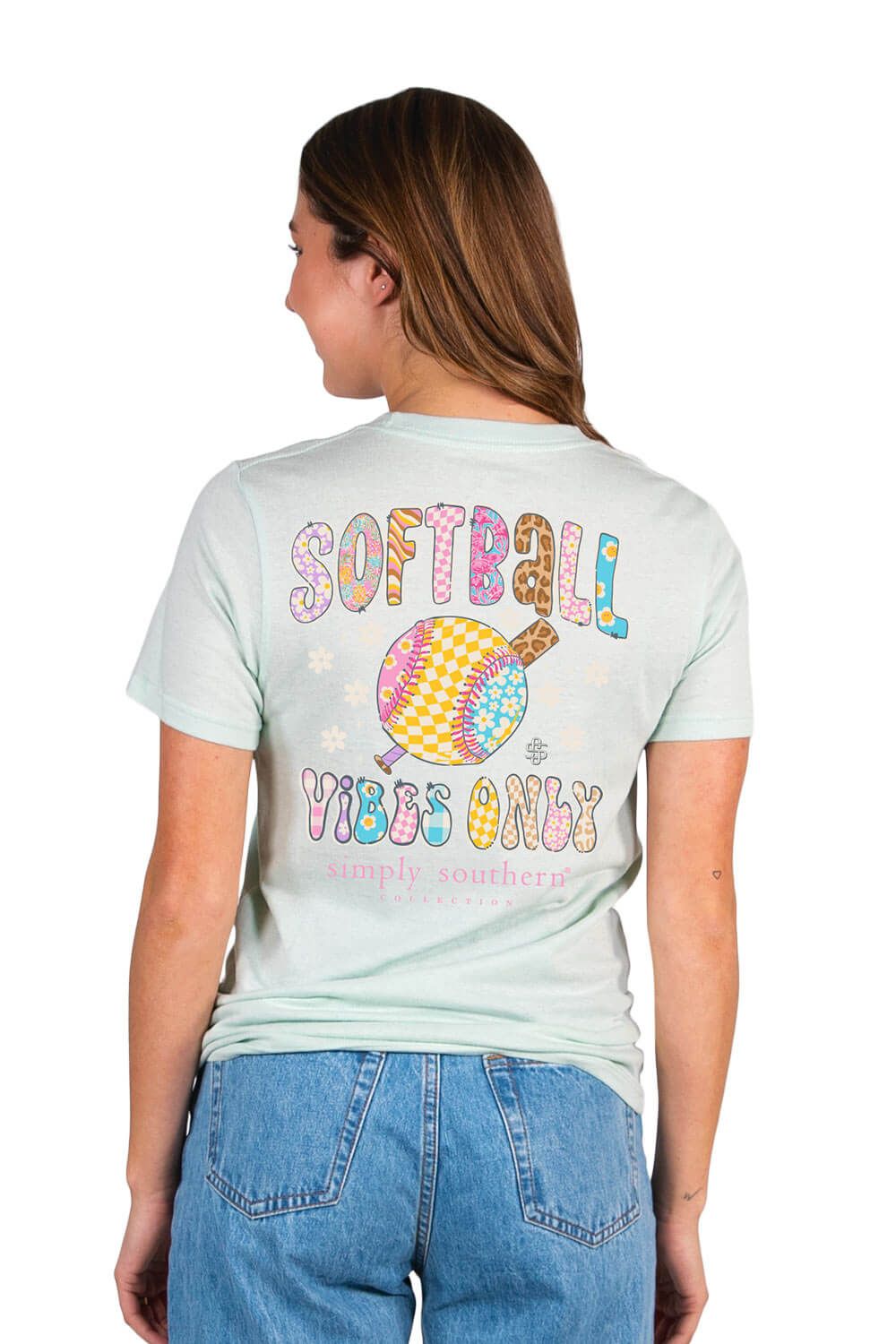 Simply Southern Softball T-Shirt for Women in Breeze Blue | SS-SOFTBALL-BREEZE sold by Glik’s