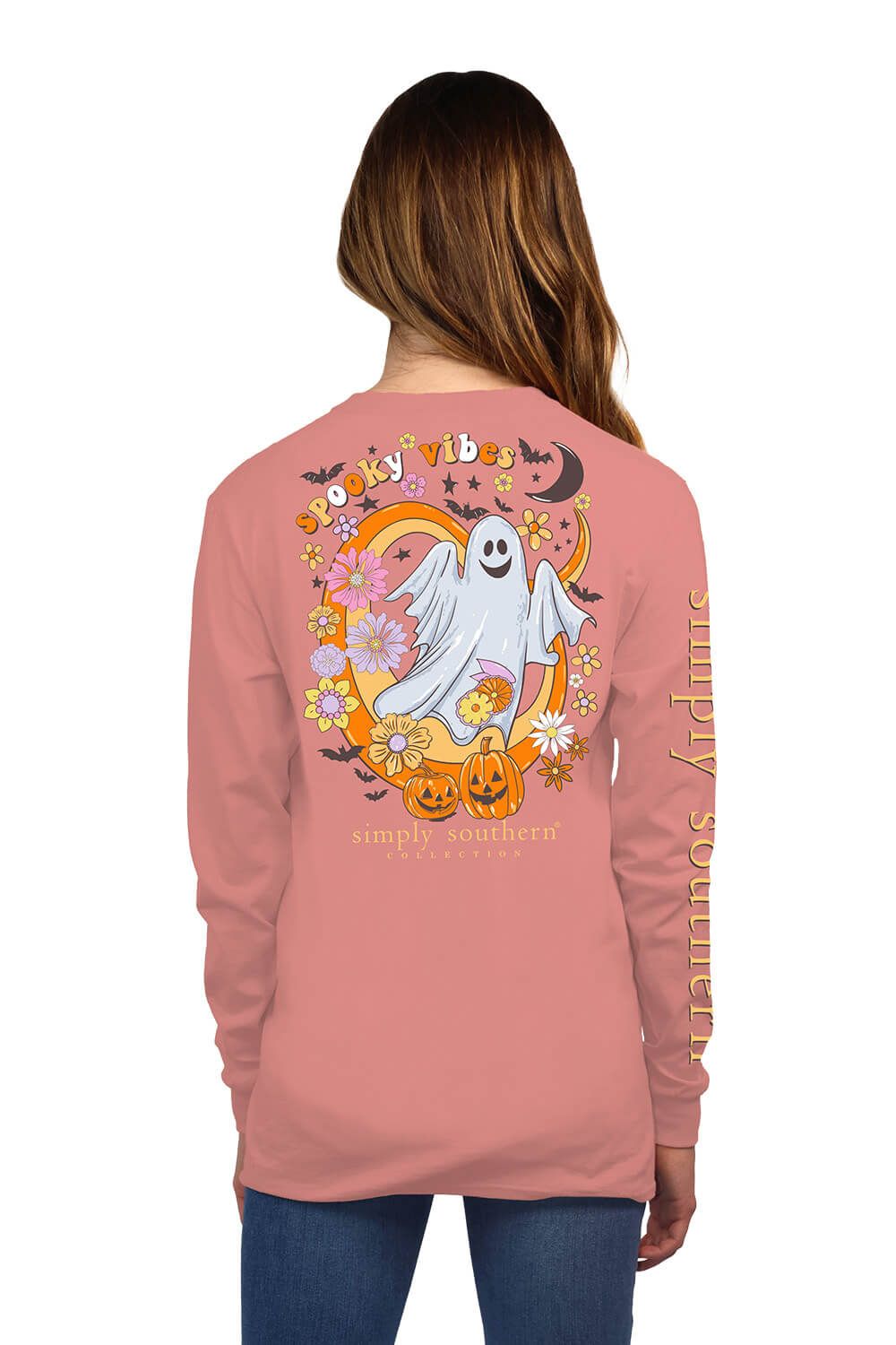 Simply Southern Long Sleeve Spooky Vibes T-Shirt for Women in Cafe | LS-SPOOKY-CAFE sold by Glik’s