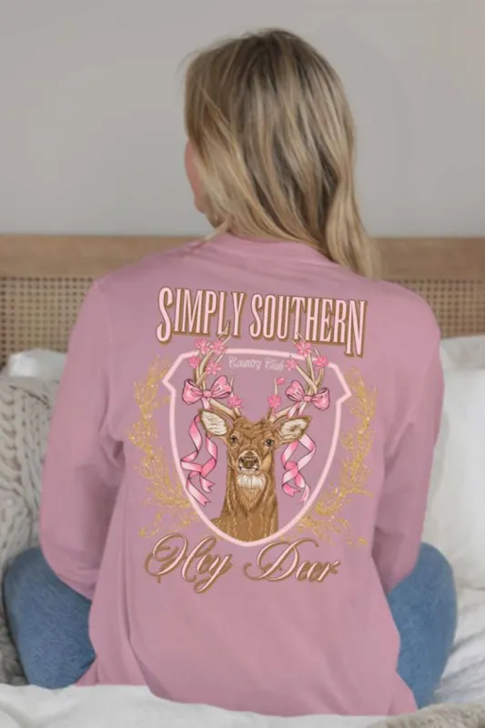 Simply Southern Long Sleeve Hey Deer for Women in Suede | LS-DEER-SUEDE sold by Glik’s