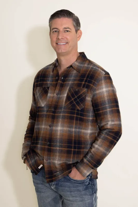 Weatherproof Vintage Sherpa Lined Shirt Jacket for Men in Multi Orange | F235441GK-CHILIOIL sold by Glik’s