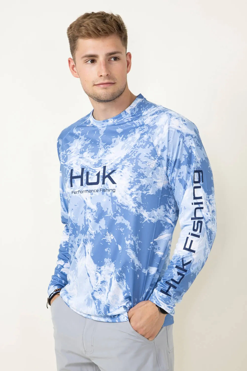 Huk Fishing Pursuit Mossy Oak Long-Sleeve T-Shirt for Men in Blue | H1200610-945-MOSSYOAKSTORMWATER sold by Glik’s product image thumbnail 3