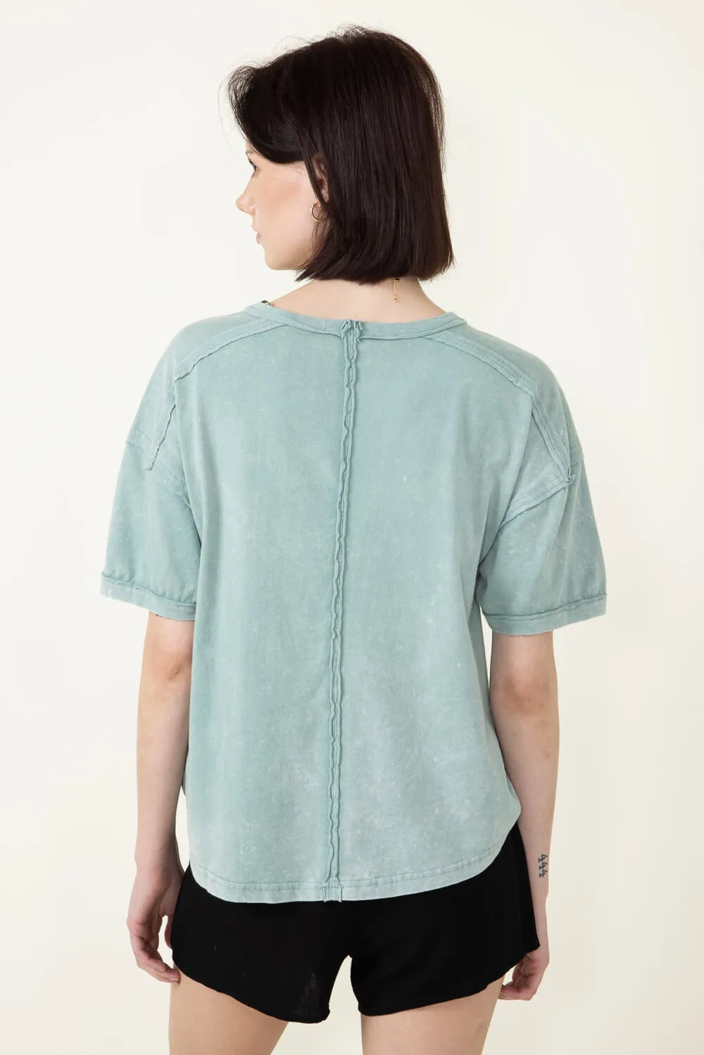 Mineral Wash Knit T-Shirt for Women in Sage | NT11108-SAGE sold by Glik’s product image thumbnail 2