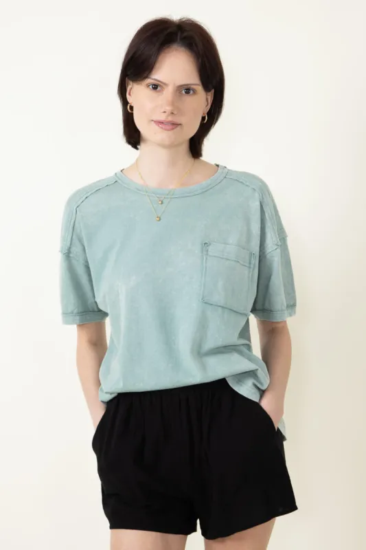 Mineral Wash Knit T-Shirt for Women in Sage | NT11108-SAGE sold by Glik’s