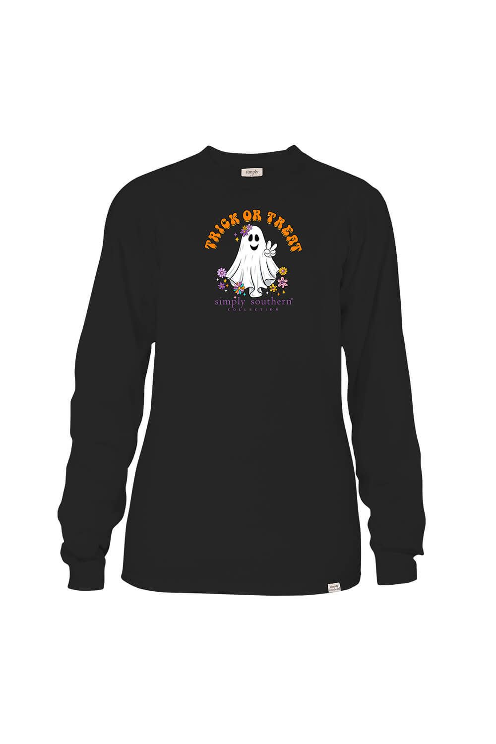 Simply Southern Youth Long Sleeve Boo Crew T-Shirt for Girls in Black | YTH-LS-TRICKTREAT-BLACK sold by Glik’s product image thumbnail 2
