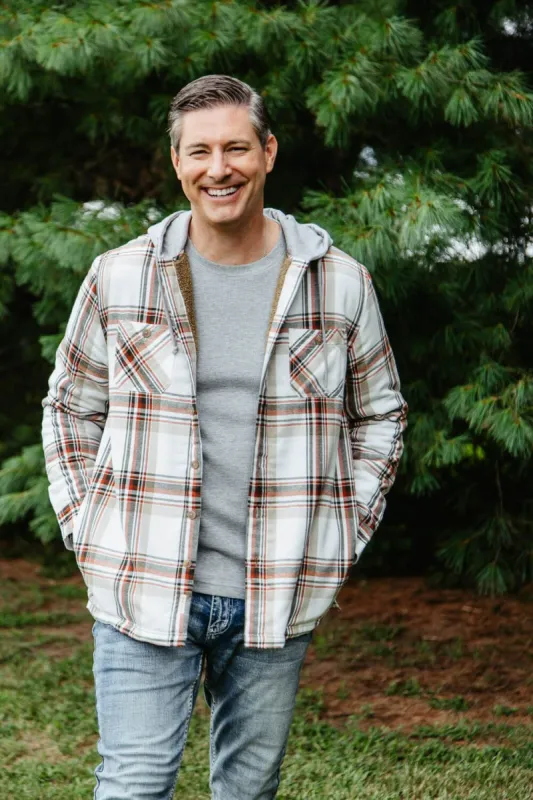 Weatherproof Vintage Sherpa Lined Hooded Shirt Jacket for Men in Multi White | F235456GK-MARSHMALLOW sold by Glik’s
