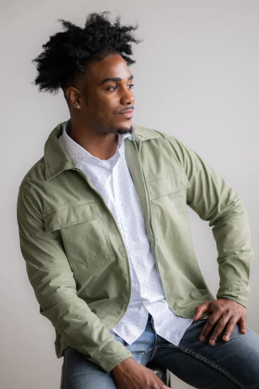 Denim & Flower Flap Pocket Jacket for Men in Green | CWJ-124A-SAGE sold by Glik’s