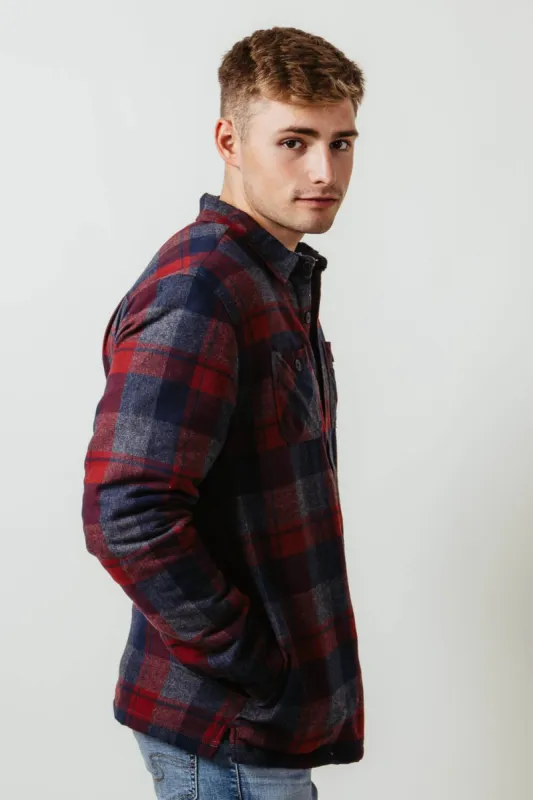 Weatherproof Vintage Sherpa Lined Shirt Jacket for Men in Red | F235441GK-REDDAHLIA sold by Glik’s