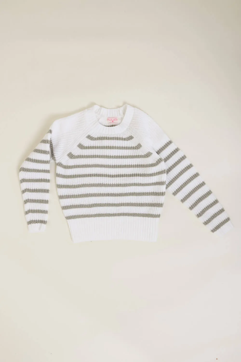 Youth Striped Raglan Sleeve Sweater for Girls in White | 993572K-STN sold by Glik’s