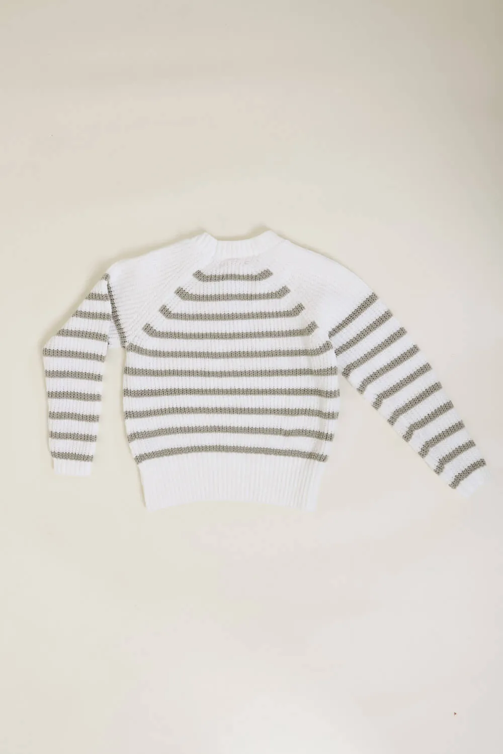 Youth Striped Raglan Sleeve Sweater for Girls in White | 993572K-STN sold by Glik’s product image thumbnail 2