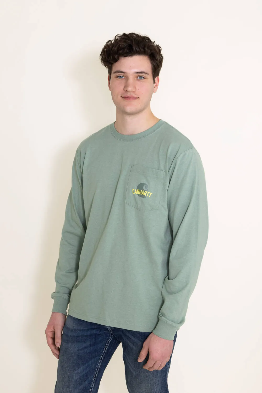 Carhartt Relaxed Fit Long-Sleeve Graphic T-Shirt for Men in Green | 105428-GA0 JADE sold by Glik’s product image thumbnail 3