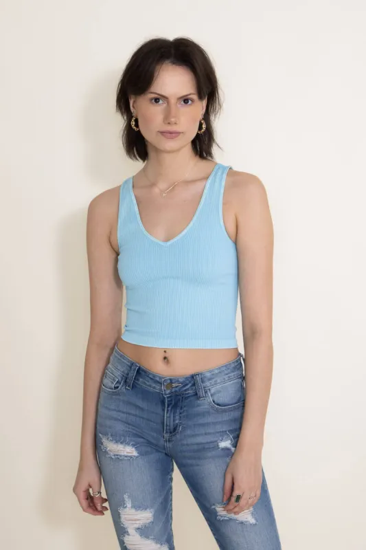 NikiBiki Mineral Wash Ribbed Brami for Women in Blue | NS7634-VINTAGECOOLBLUE sold by Glik’s