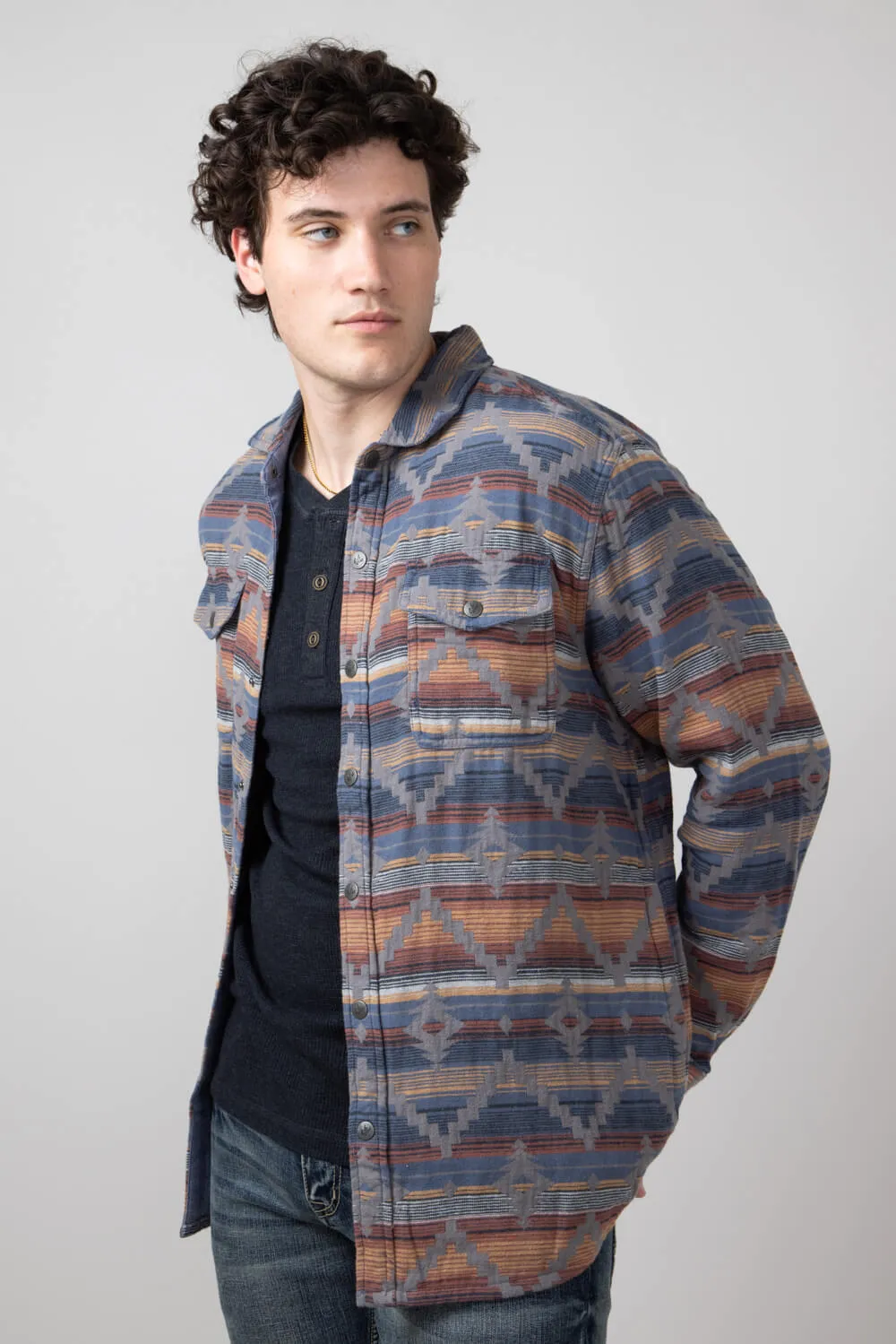 North River Aztec Shirt Jacket for Men in Lake | NRM8066-LAKE sold by Glik’s product image thumbnail 3
