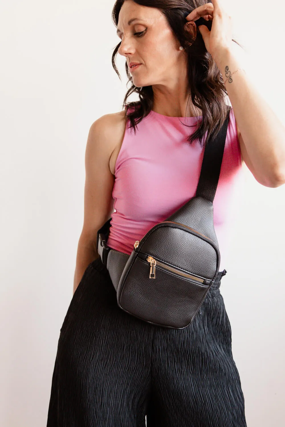 Slim Front Pocket Sling Bag for Women in Black | TG10421-BLACK-2 sold by Glik’s product image thumbnail 3