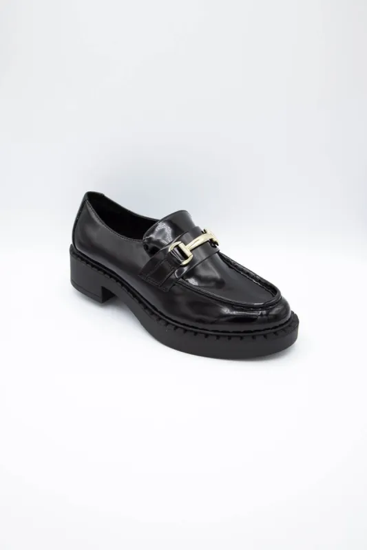Madden Girl Ambrose Lug Loafers for Women in Black | HEATHER-BLACK sold by Glik’s