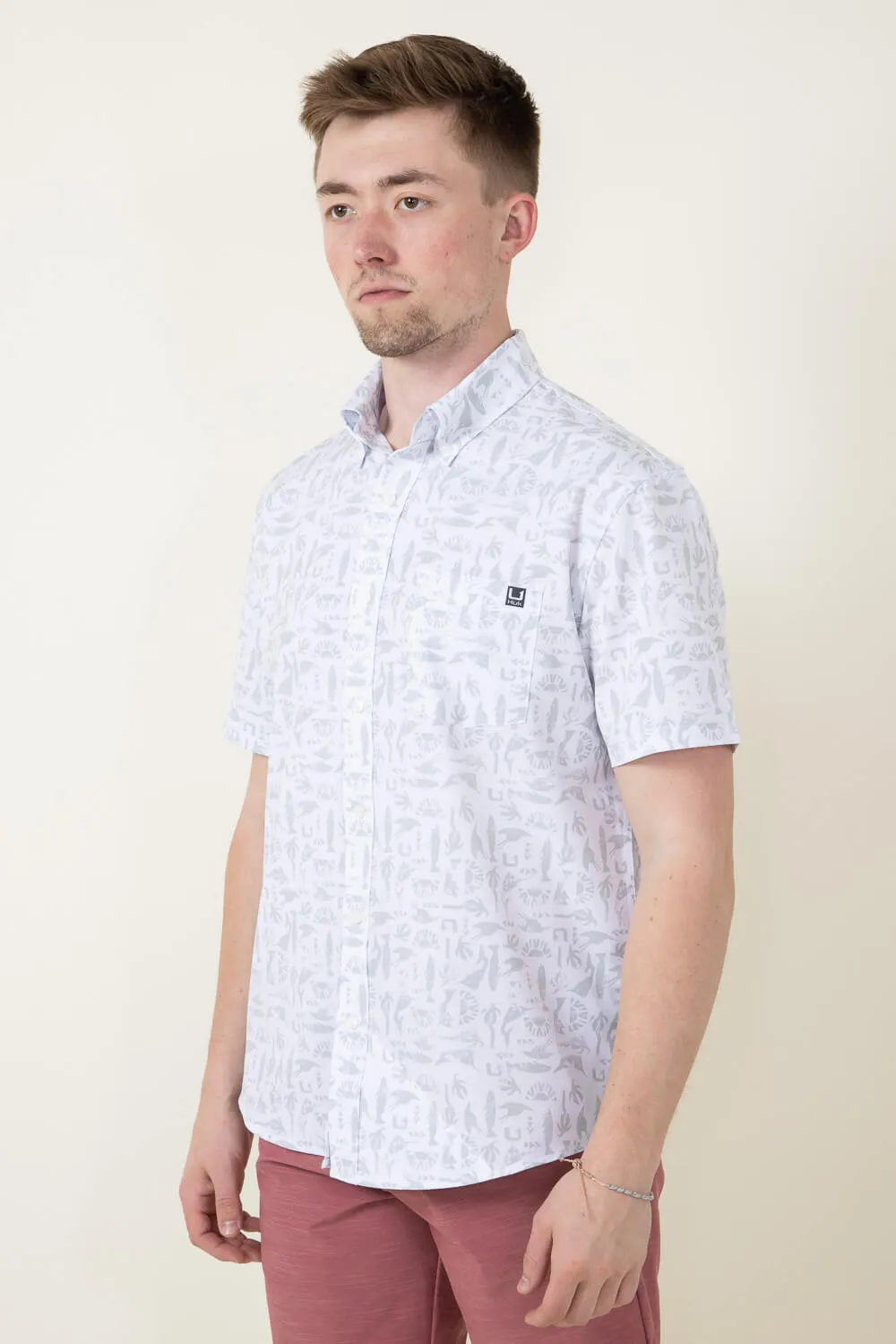 Huk Fishing Kona Batiki Button Down Shirt for Men in Grey | H1500199-034-HARBORMIST sold by Glik’s product image thumbnail 4