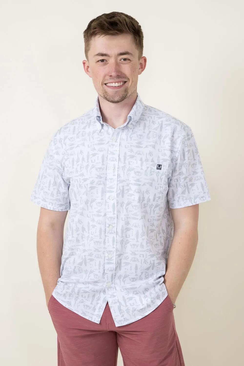 Huk Fishing Kona Batiki Button Down Shirt for Men in Grey | H1500199-034-HARBORMIST sold by Glik’s product image thumbnail 2