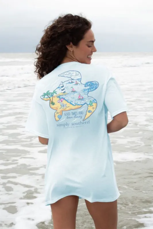 Simply Southern Tracking Lighthouse Turtle T-Shirt for Women in Blue | TRACK-SS-LTHOUSE-SPOUT sold by Glik’s