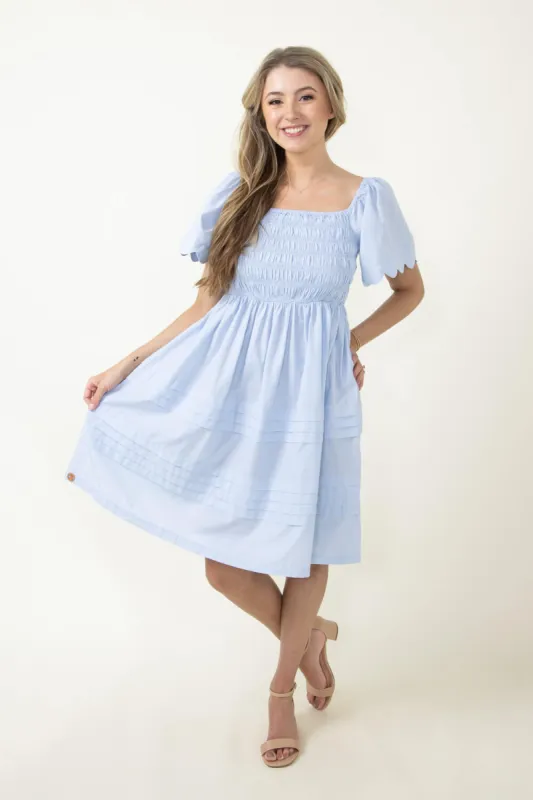 Simply Southern Scallop Dress for Women in Sky Blue | PP-0124-DRS-SCLP-SKY sold by Glik’s