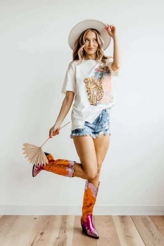 Simply Southern Boxy Blame It On My Roots T-Shirt for Women in Yellow | BOXY-SS-ROOTS-WHISPER sold by Glik’s