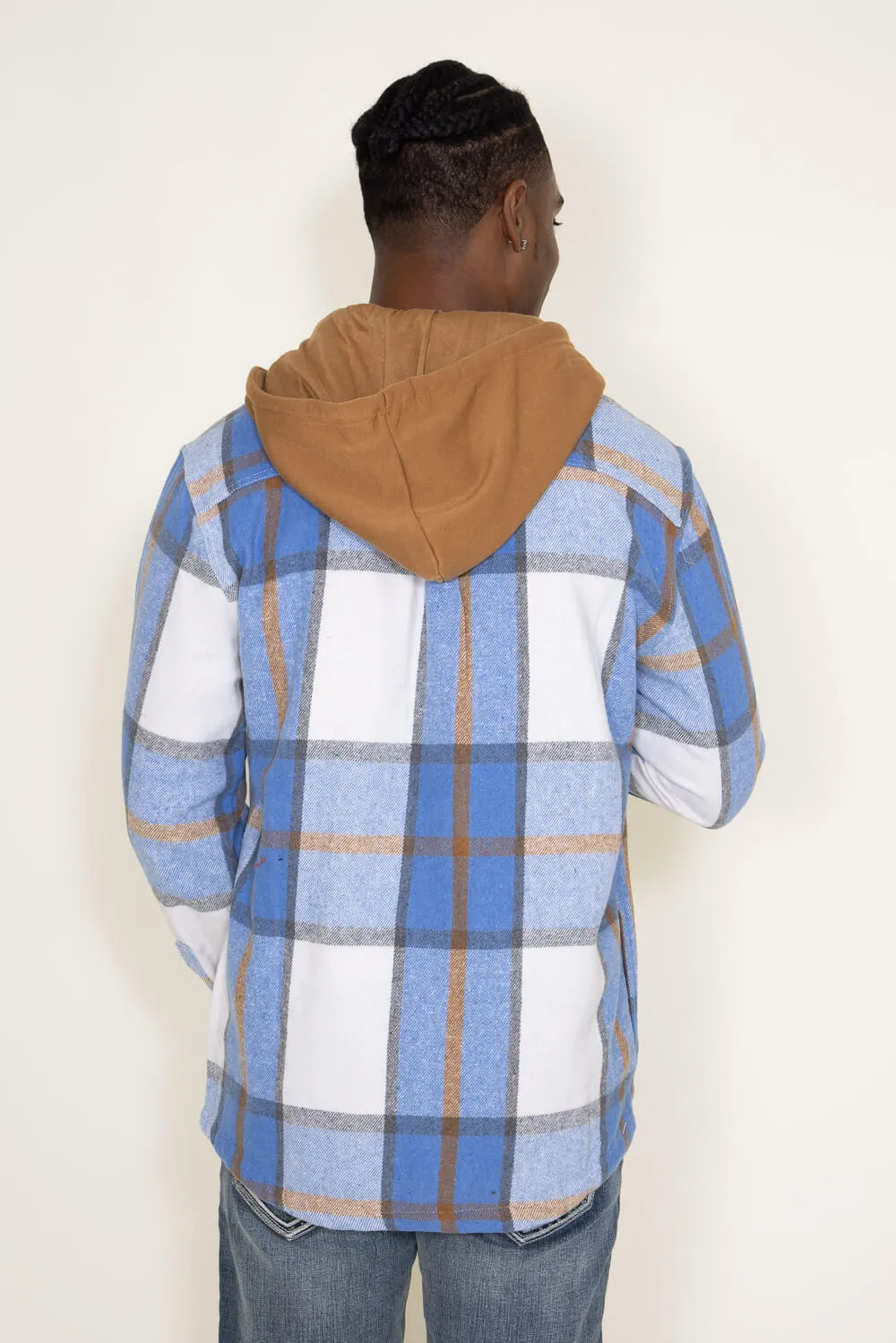Brooklyn Cloth Zip Front Flannel Hooded Shirt Jacket for Men in Blue | BKMD726F-LTB sold by Glik’s product image thumbnail 3
