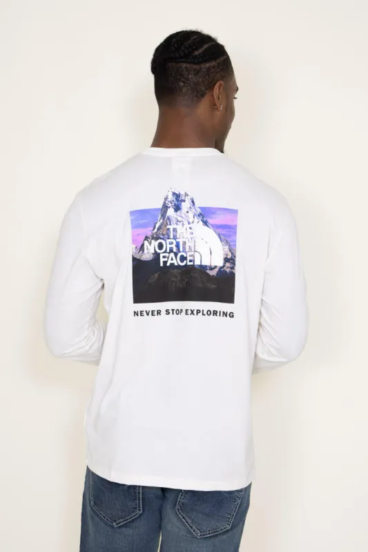 The North Face Long Sleeve Box Logo T-Shirt for Men in White | NF0A811N-OFM sold by Glik’s