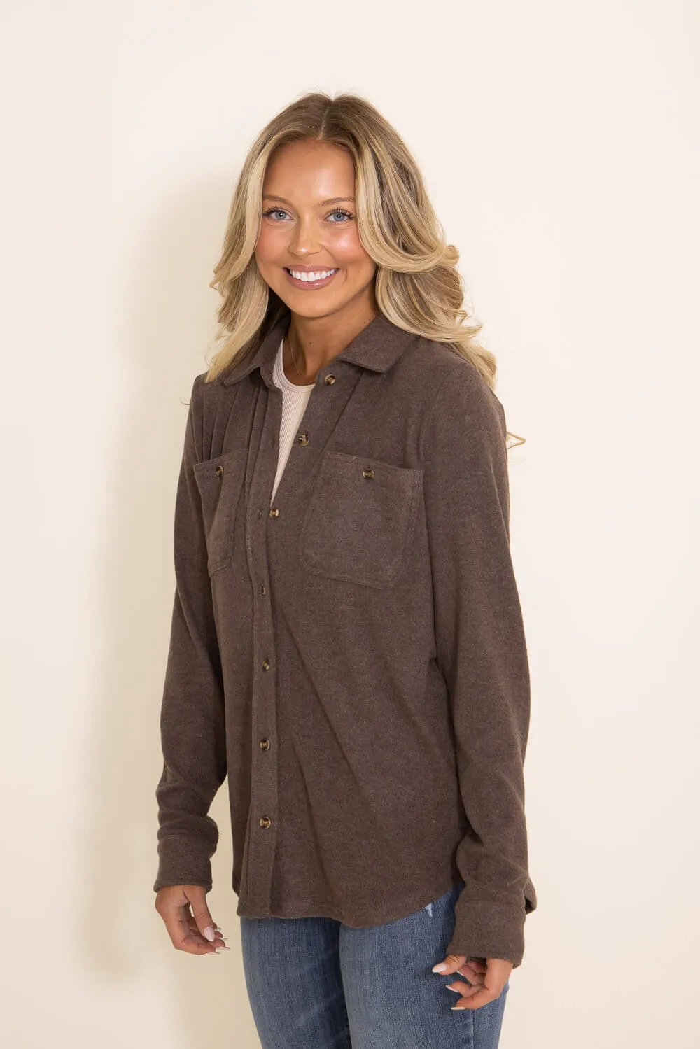 Thread & Supply Lewis Button Up Shirt for Women in Brown | T1084PVXTS-BROWN HEATHER sold by Glik’s product image thumbnail 3