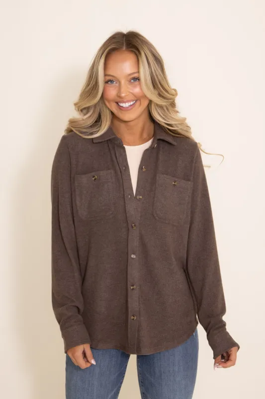 Thread & Supply Lewis Button Up Shirt for Women in Brown | T1084PVXTS-BROWN HEATHER sold by Glik’s