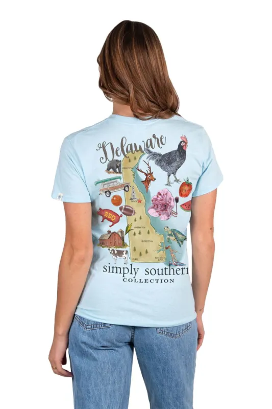 Simply Southern Delaware T-Shirt for Women in Ice Blue | SS-STATES-DE-ICE sold by Glik’s