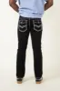 True Luck Wolf Bootcut Jeans for Men in Black | TL22031410-BLACK sold by Glik’s