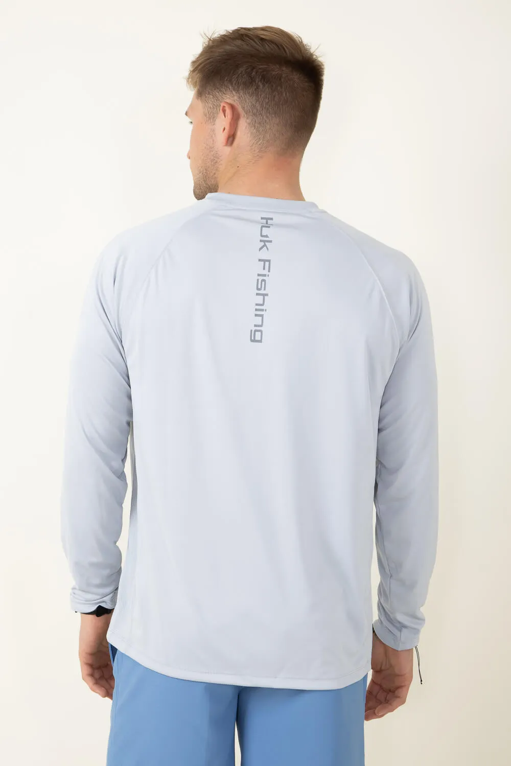Huk Fishing Vented Pursuit Logo Graphic Long Sleeve Shirt for Men in Grey | H1200524-034-HARBORMIST sold by Glik’s product image thumbnail 2